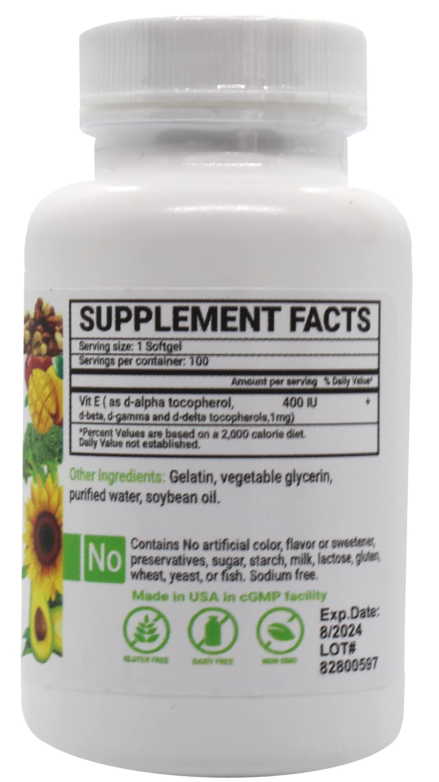Peter's Choice Natural Vitamin E 400 IU - 100 Softgels - image 3