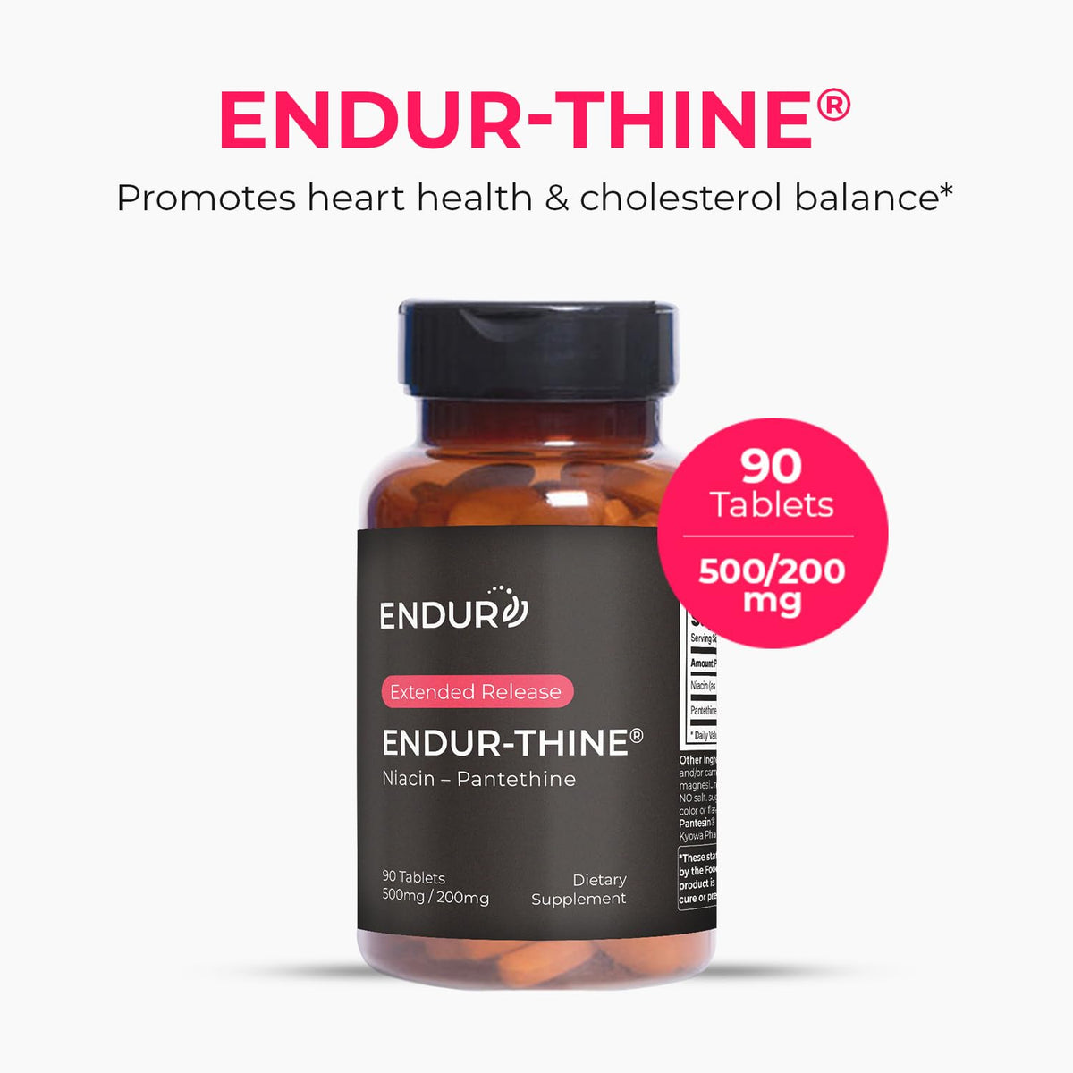 Endurance Products ENDUR-THINE Niacin + Pantethine 500mg - 90 Tablets - image 2