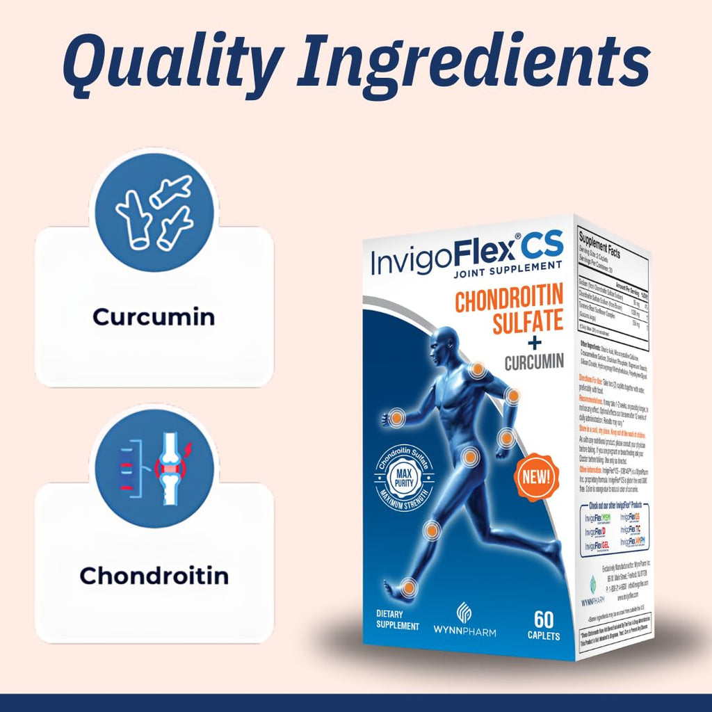INVIGOFLEX Chondroitin Sulfate with Turmeric Curcumin Non GMO for Knee