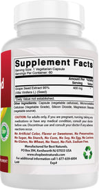 Best Naturals Grape Seed Extract 400 mg 60 Vegetarian Capsules