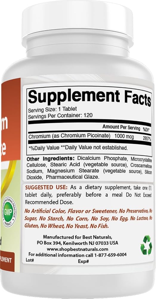 Best Naturals Chromium Picolinate 1000 mcg - 240 Tablets - image 6