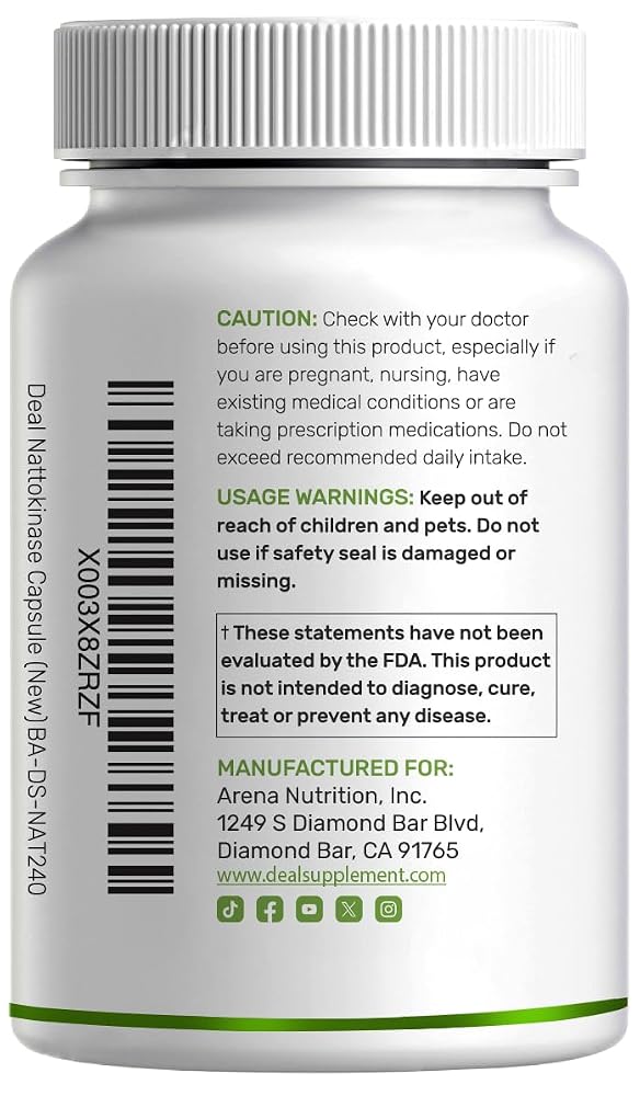 DEAL SUPPLEMENT Nattokinase 4,000 FU Heart Health - 240 Vegetarian Capsules - image 7