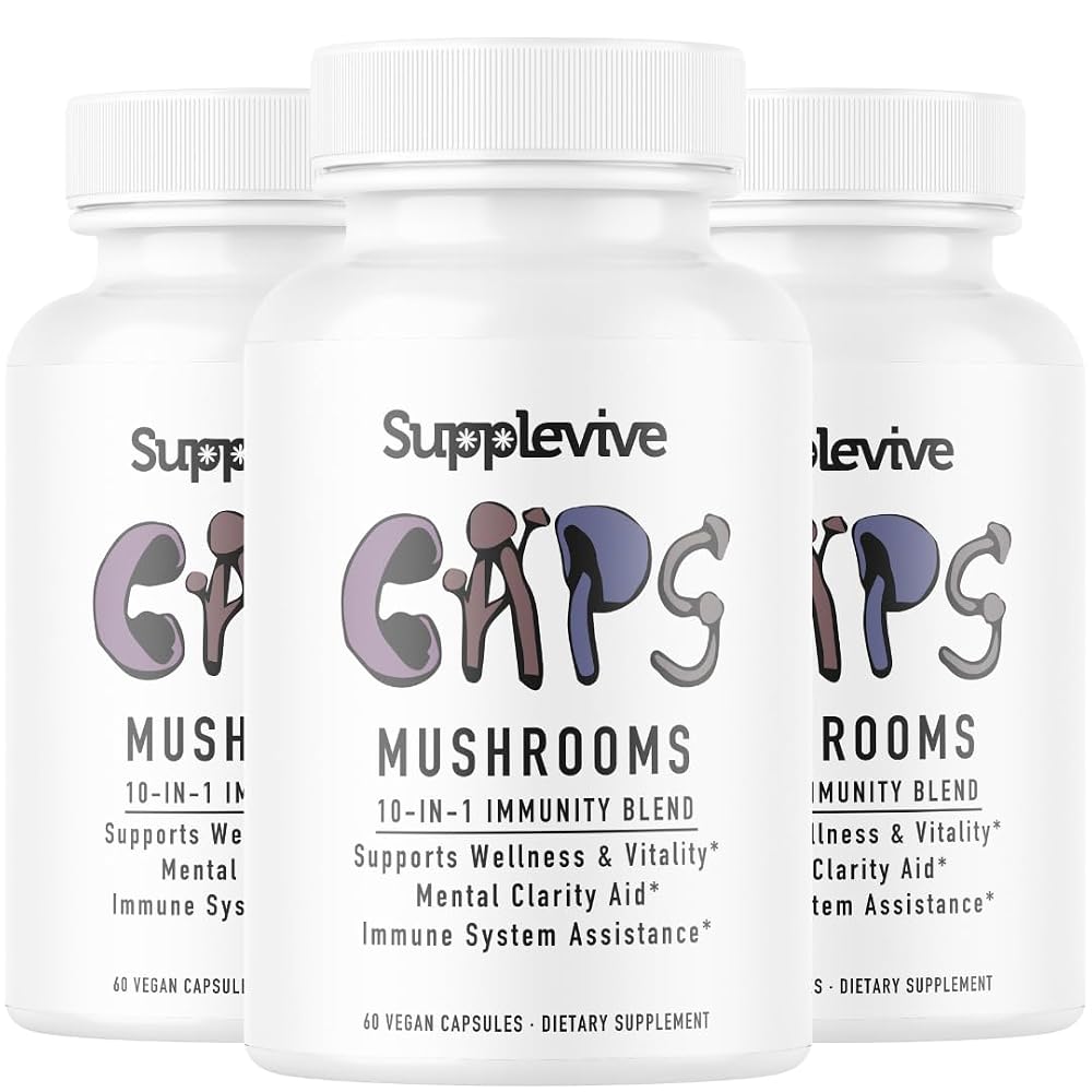 Supplevive Mushroom Caps - Ten Mushrooms Extract Blend - Lions Mane
