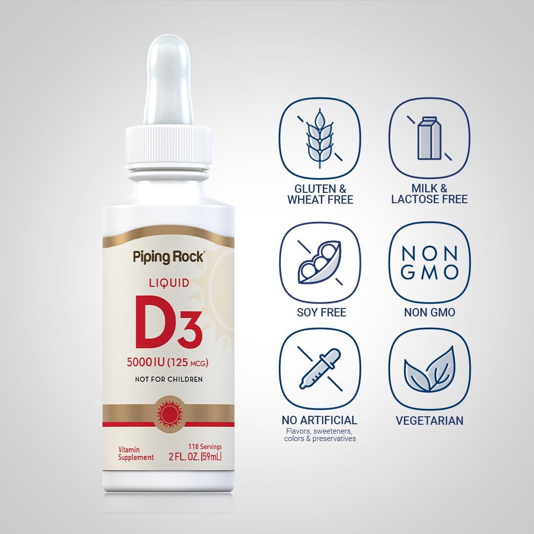 Piping Rock Vitamin D3 Liquid 5000 IU - 2 Fl Oz - image 3