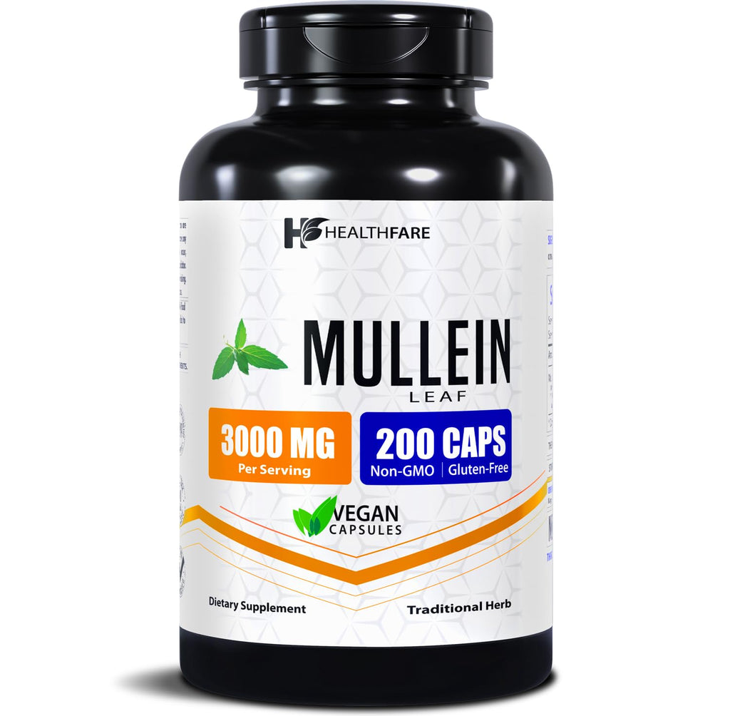 Healthfare Mullein Leaf Extract 3000mg Respiratory Support - 200 Capsules