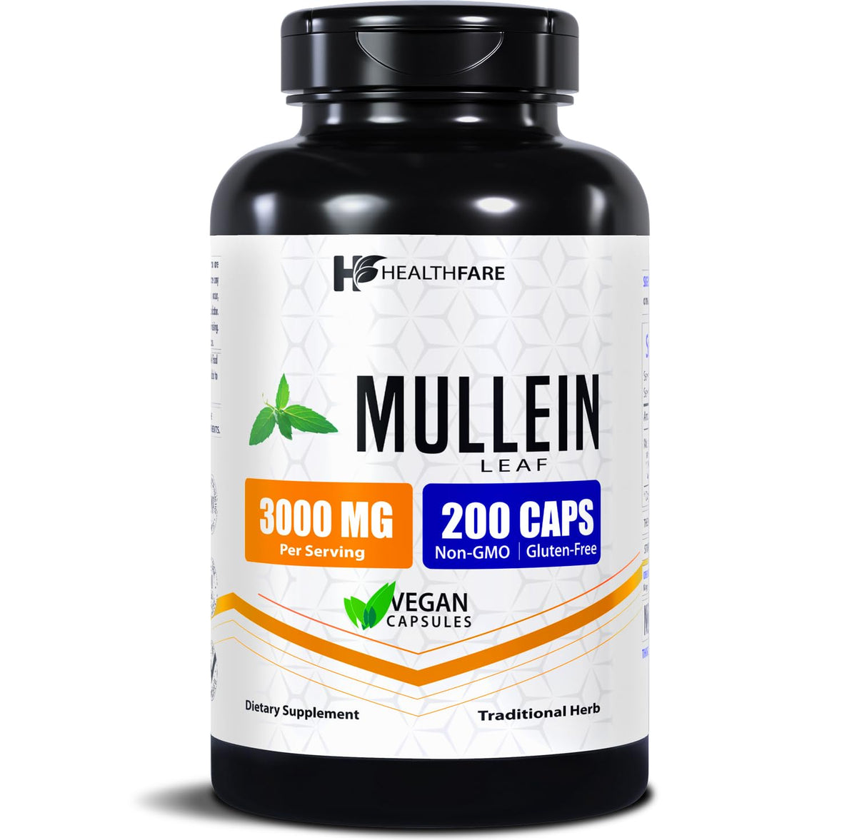 Healthfare Mullein Leaf Extract 3000mg Respiratory Support - 200 Capsules
