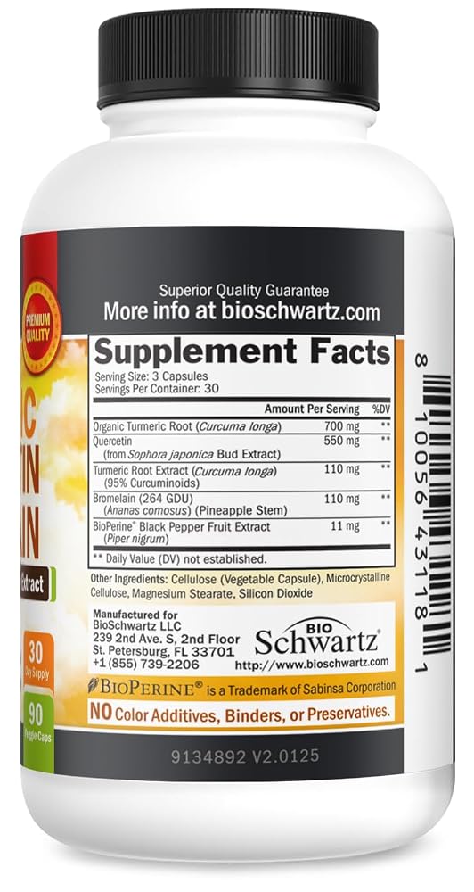 BioSchwartz Turmeric Quercetin with Bromelain - 90 Capsules - image 6