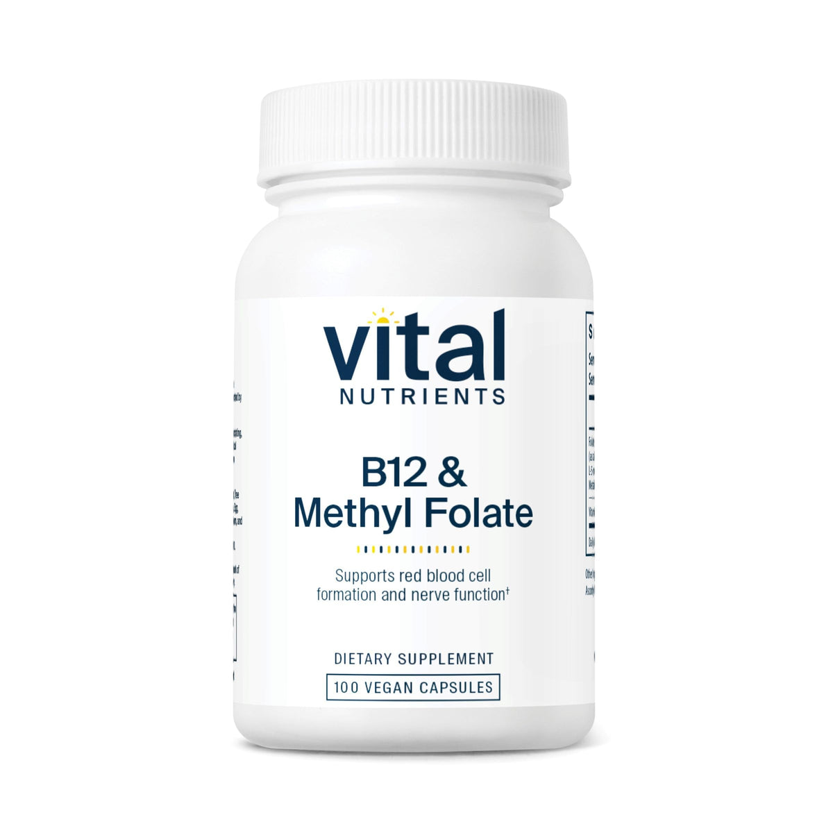 Vital Nutrients Vitamin B12 & Methyl Folate - 100 Capsules