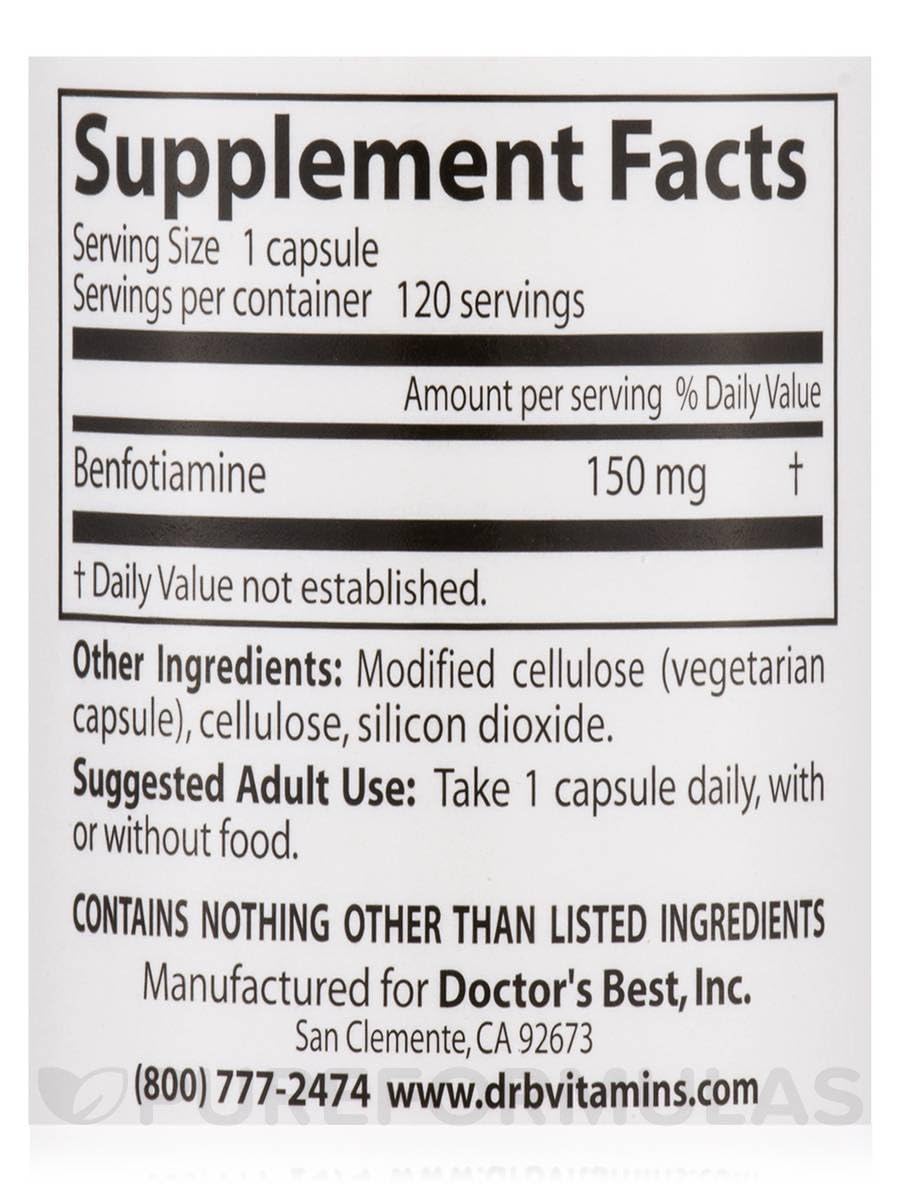 Doctor's Best Benfotiamine 150 mg - 120 Vegetarian Capsules - image 4