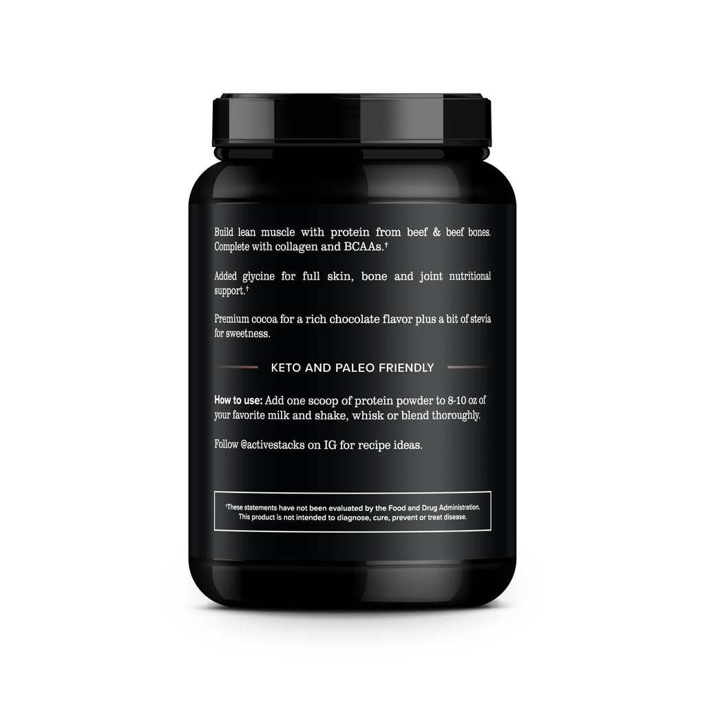 Active Stacks Beef Protein Powder Chocolate - 28 Servings - image 2