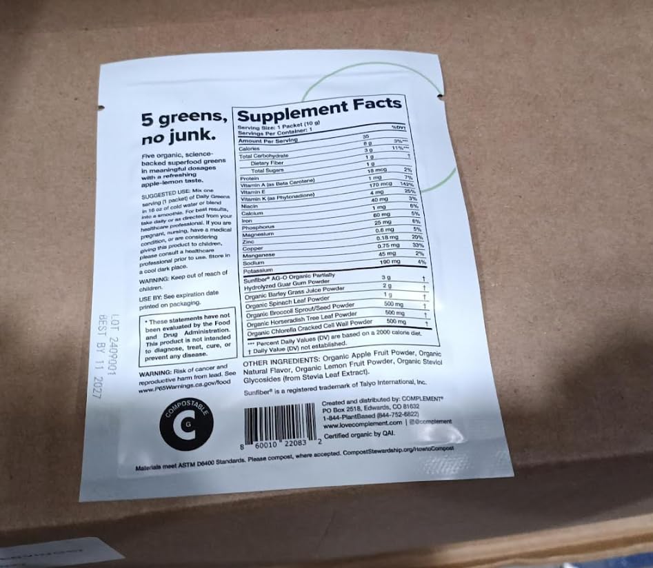 Complement Organic Daily Greens Powder Superfood - 1 Serving - image 4