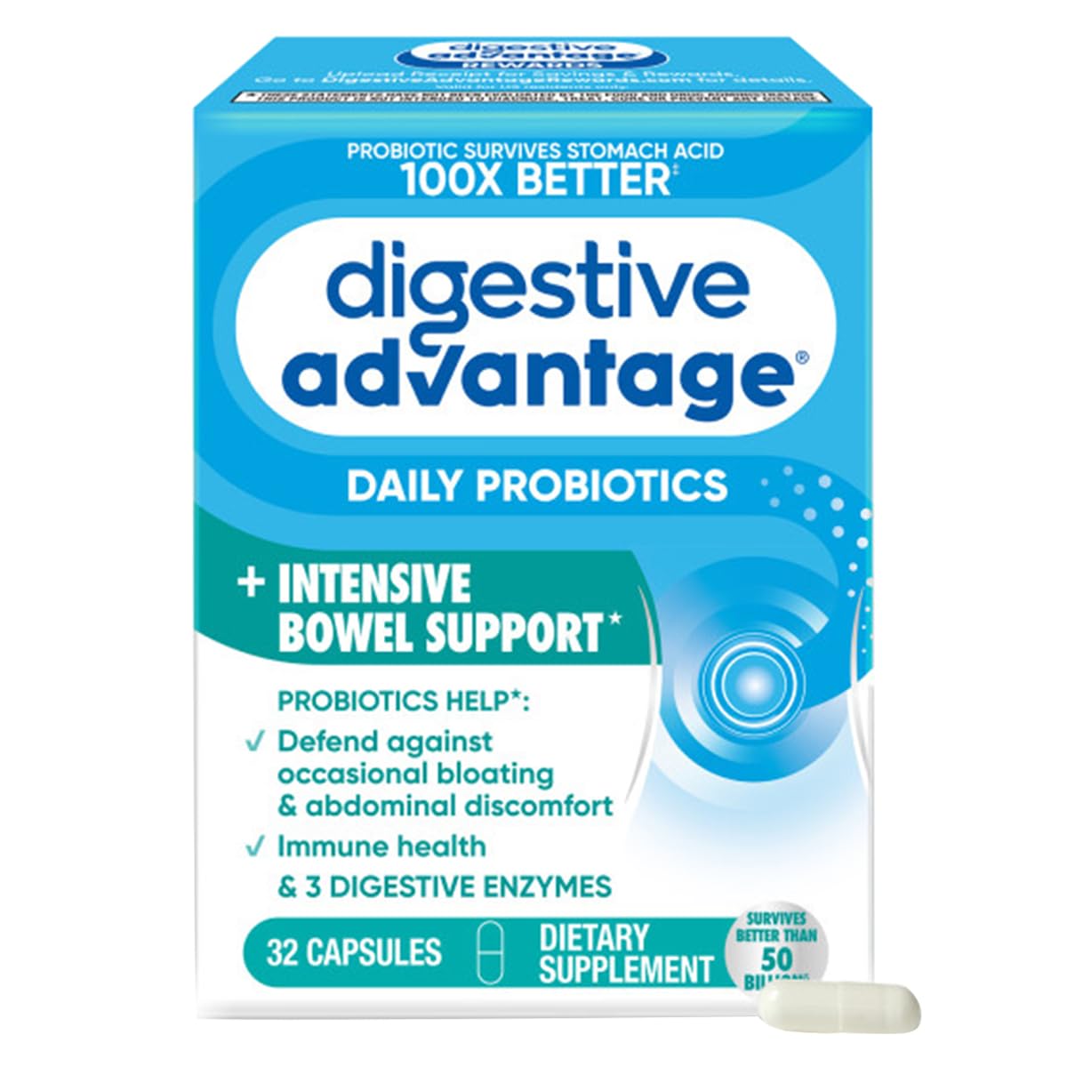 Digestive Advantage IBS Probiotics with Digestive Enzymes - 32 Capsules