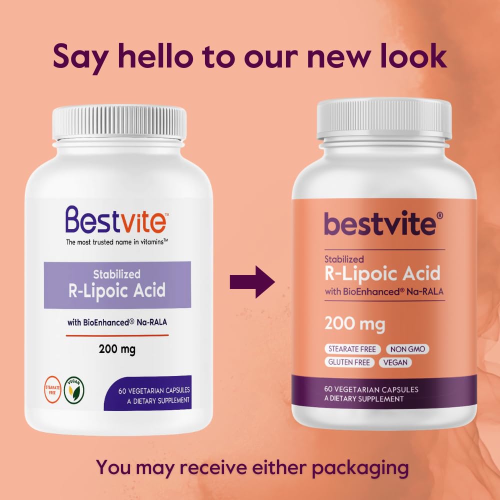 BESTVITE Stabilized R-Lipoic Acid 200mg - 120 Vegetarian Capsules - image 7