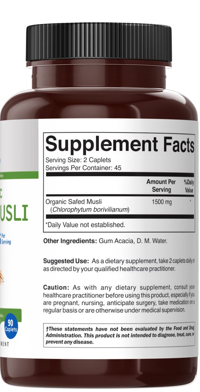 Brieofood Organic Safed Musli 1500mg - 90 Vegetarian Tablets - image 4