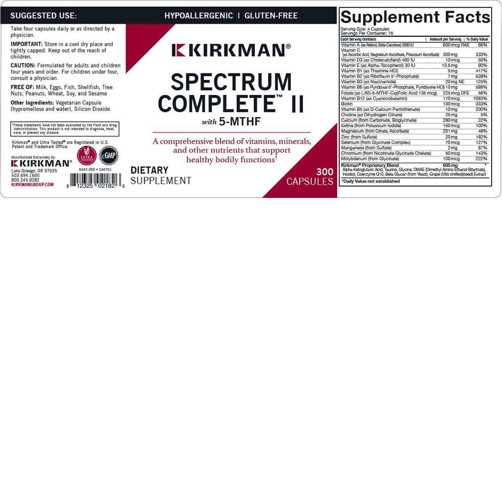 Kirkman Spectrum-Complete II with 5-MTHF - 300 Capsules - image 3