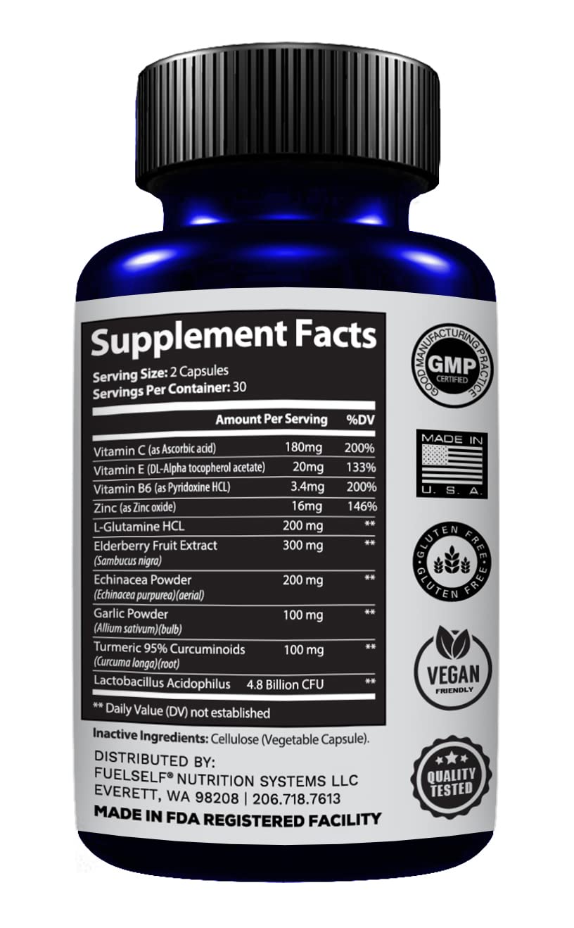 FuelSelf Immune Support Booster Supplement - 60 Capsules - image 2