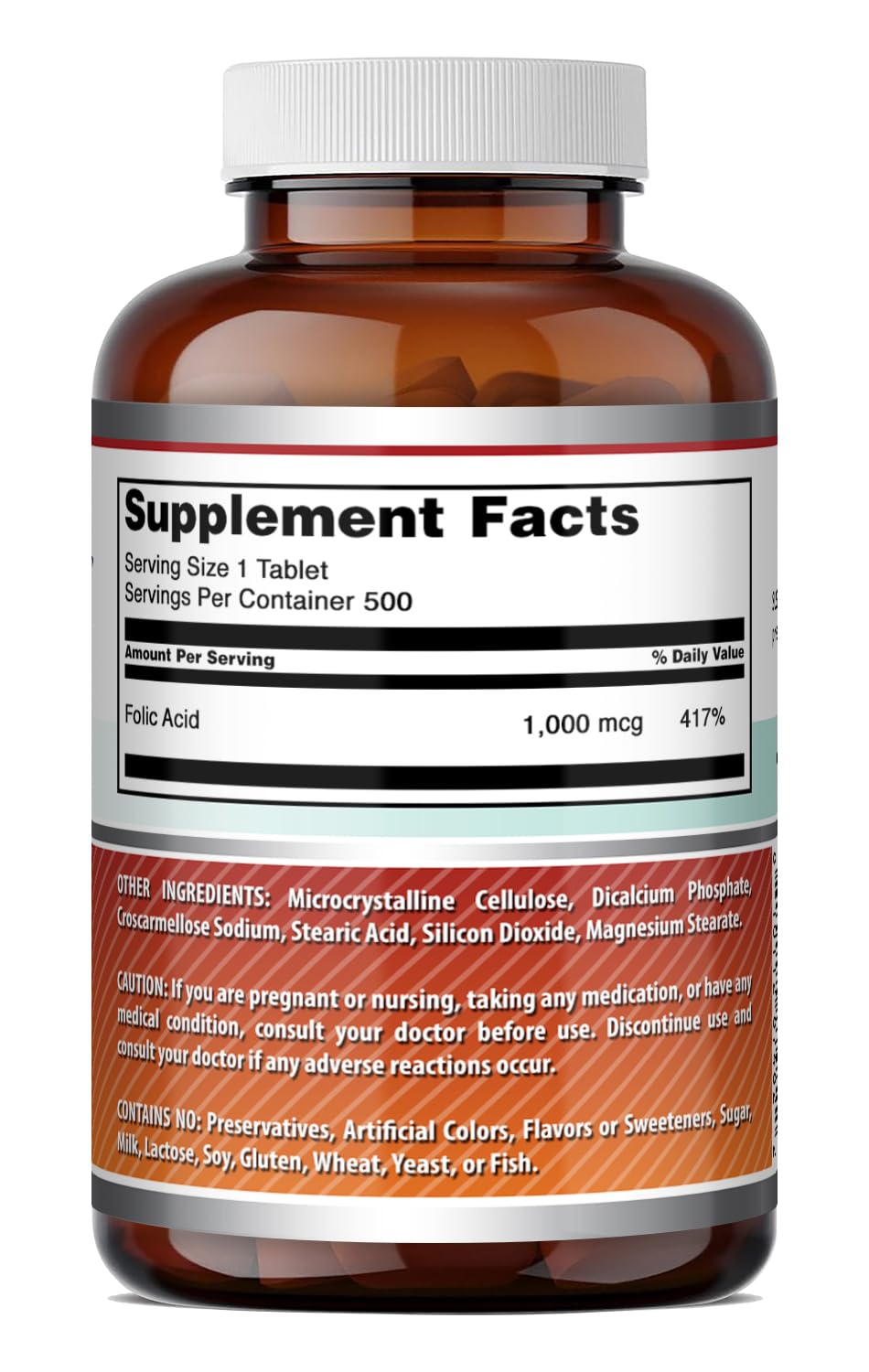 Amazing Formulas Folic Acid 1000 mcg (1 mg) Tablets Supplement
