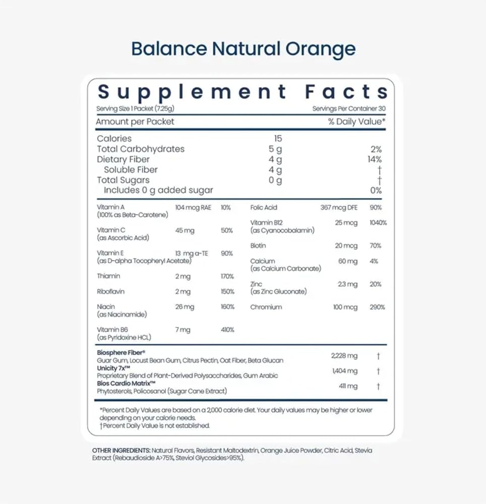 Unicity Balance Fiber Supplement for Glucose Support - 30 Stick Packs - image 2