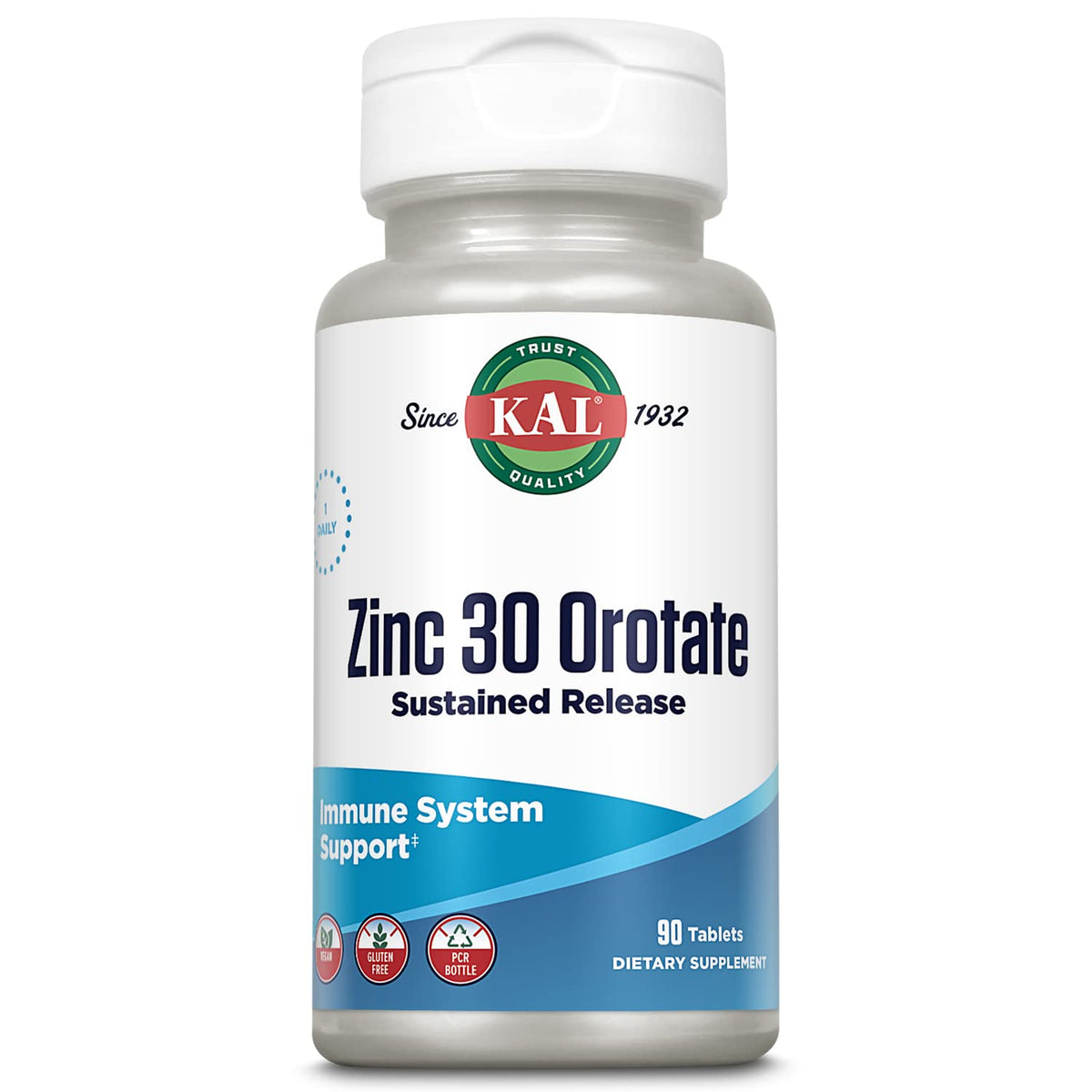 KAL Zinc Orotate 30mg Sustained Release Immune Support - 90 Tablets