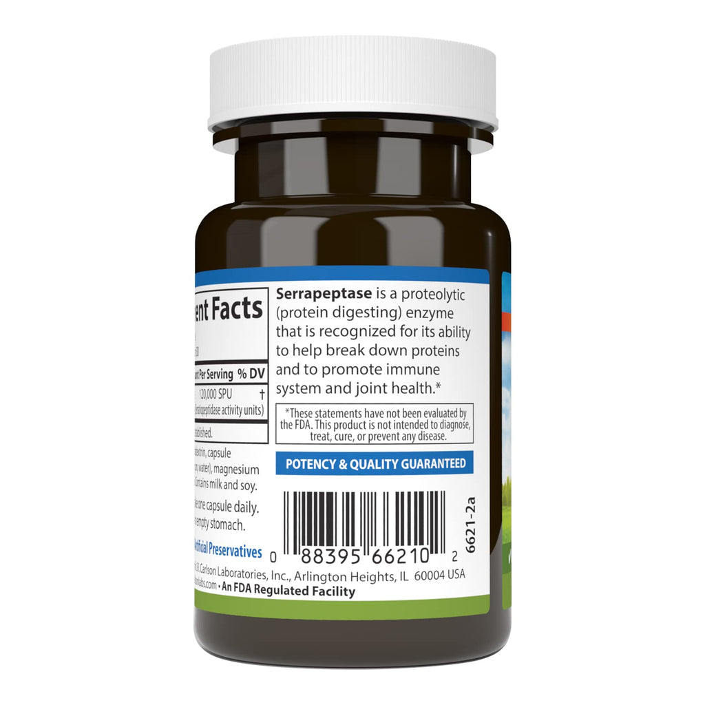 Carlson Serrapeptase 120000 SPUs Delayed Release - 30 Capsules - image 3
