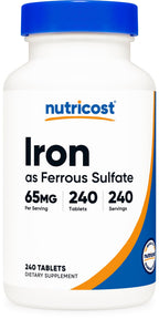 Nutricost Iron Ferrous Sulfate 65mg - 240 Tablets