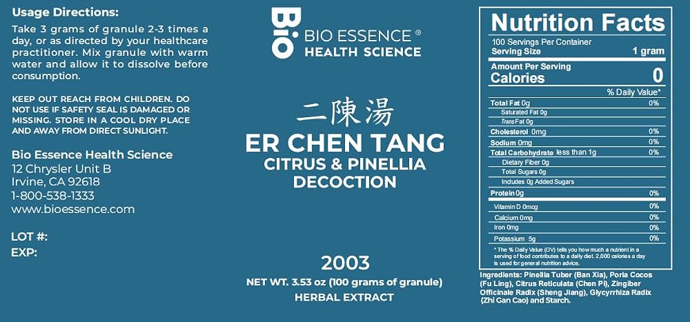 Bio Essence Health Science Er Chen Tang Citrus & Pinellia Powder - 50 Servings - image 2