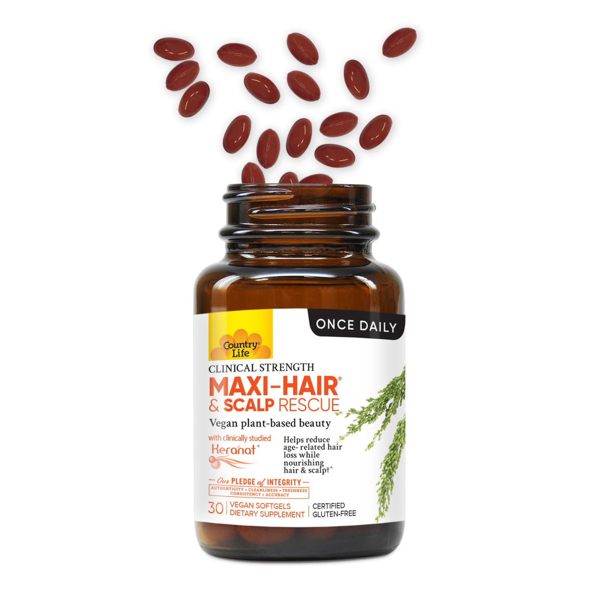 Country Life Maxi-Hair & Scalp Rescue Plant-Based - 30 Softgels - image 3