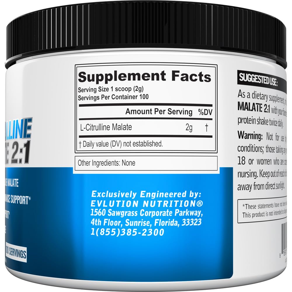 Evlution L-Citrulline Malate 2:1 Powder - 100 Servings - image 3