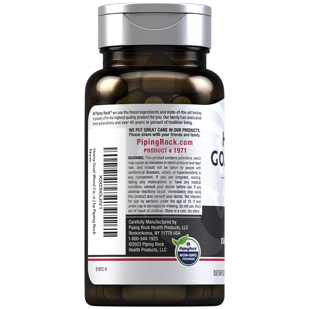 Piping Rock Horny Goat Weed for Men - 100 Vegetarian Capsules - image 3