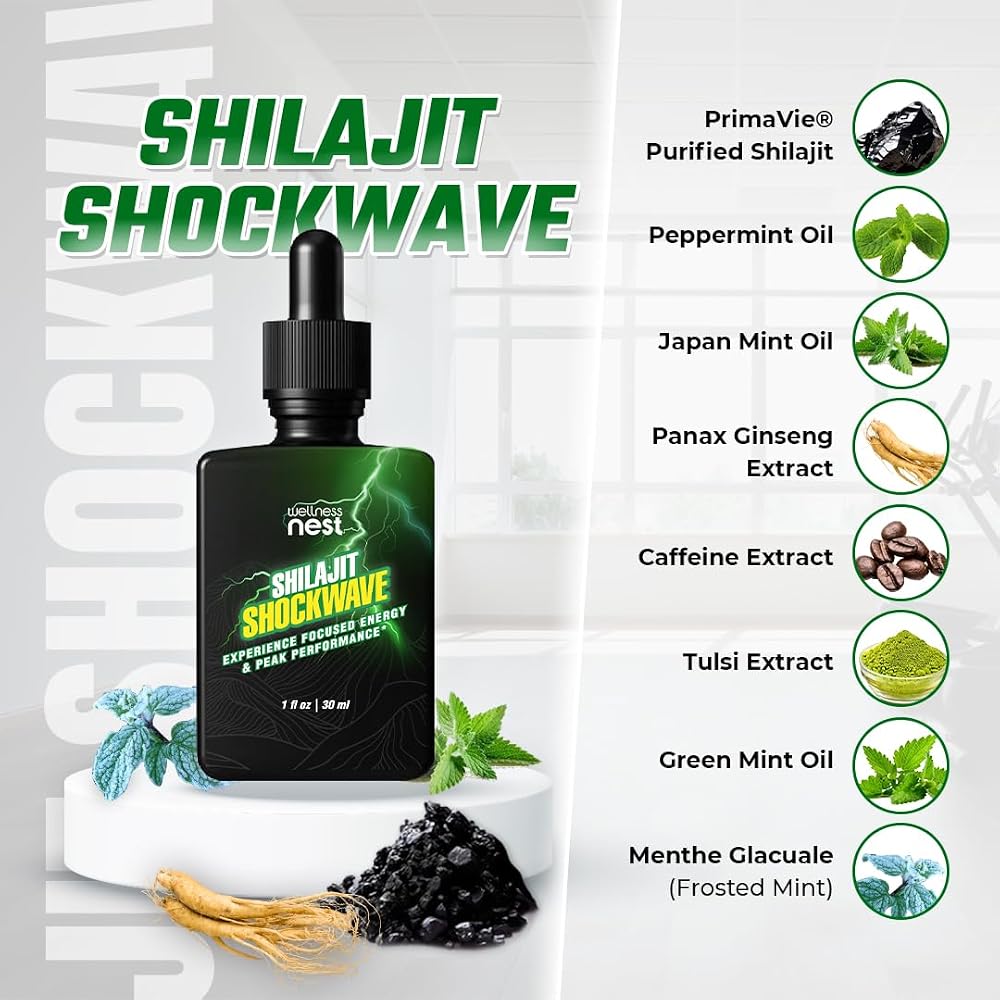 Wellness Nest Shilajit Shockwave Drops for Energy and Focus - 30 Fl Oz - image 2