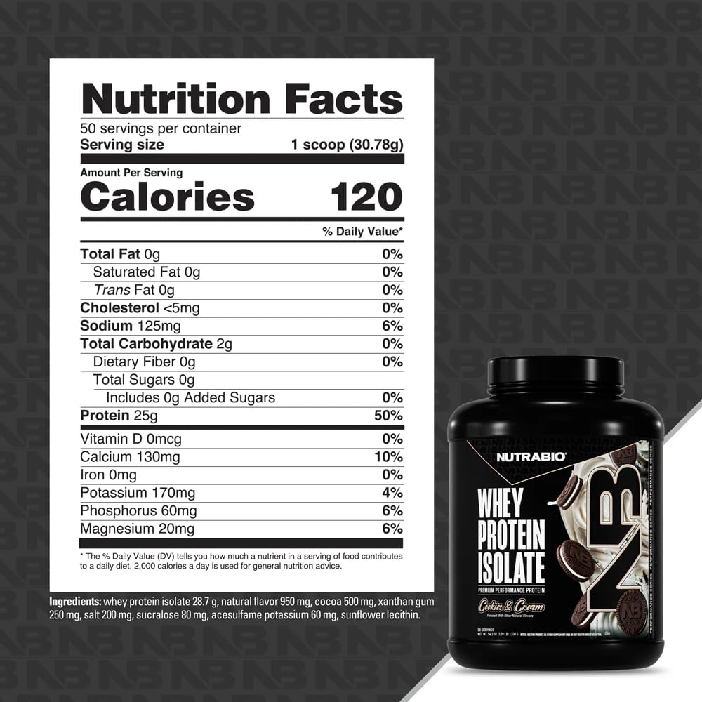 NutraBio 100% Whey Protein Isolate Protein Powder