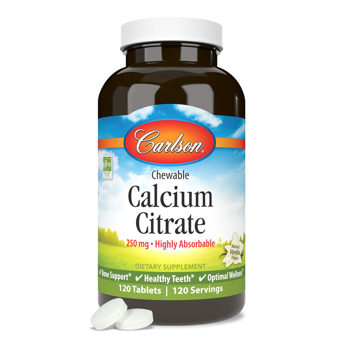 Carlson Chewable Calcium Citrate 250 mg - 120 Tablets