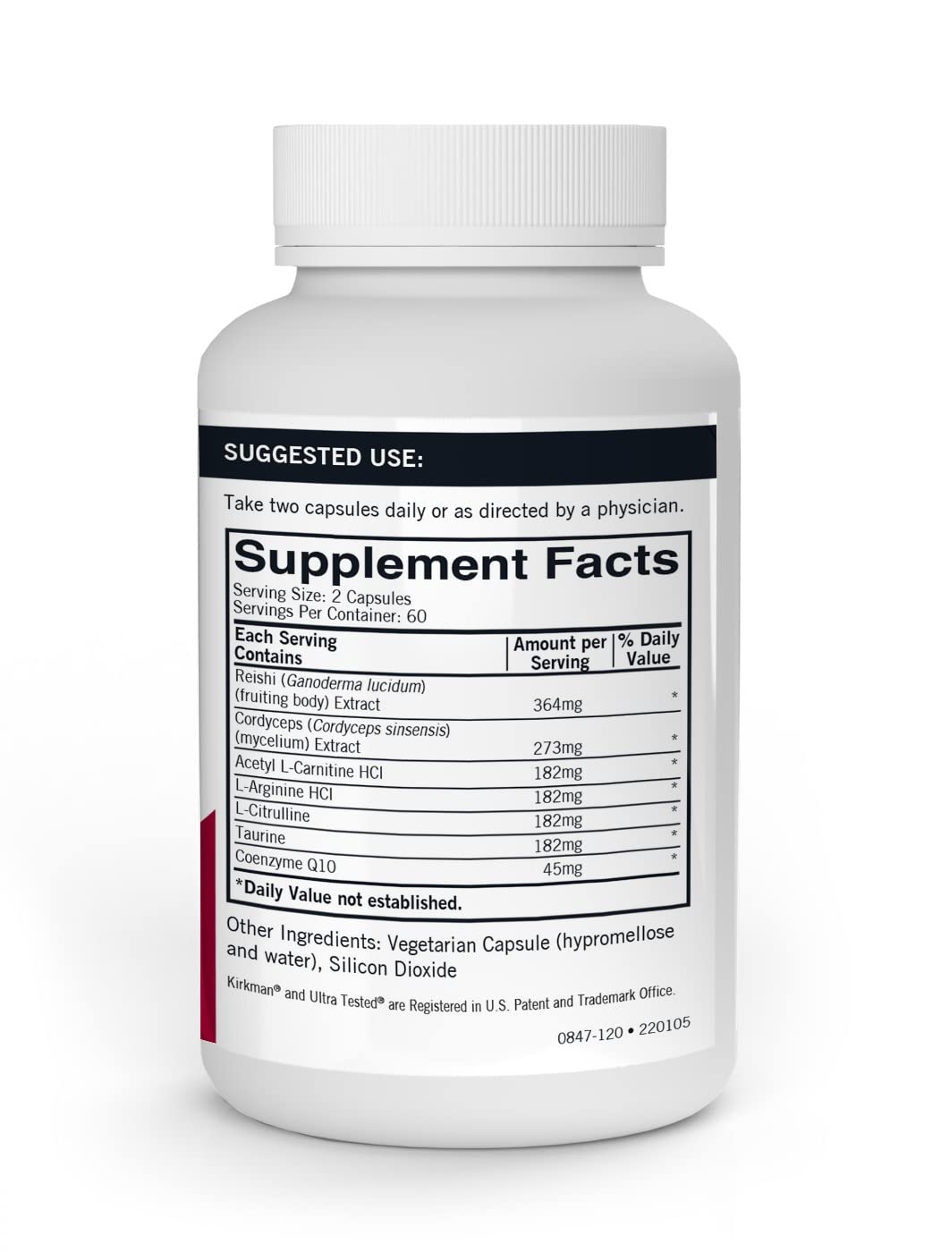 Kirkman Mushroom Energy & Endurance with CoQ10 - 120 Capsules - image 2