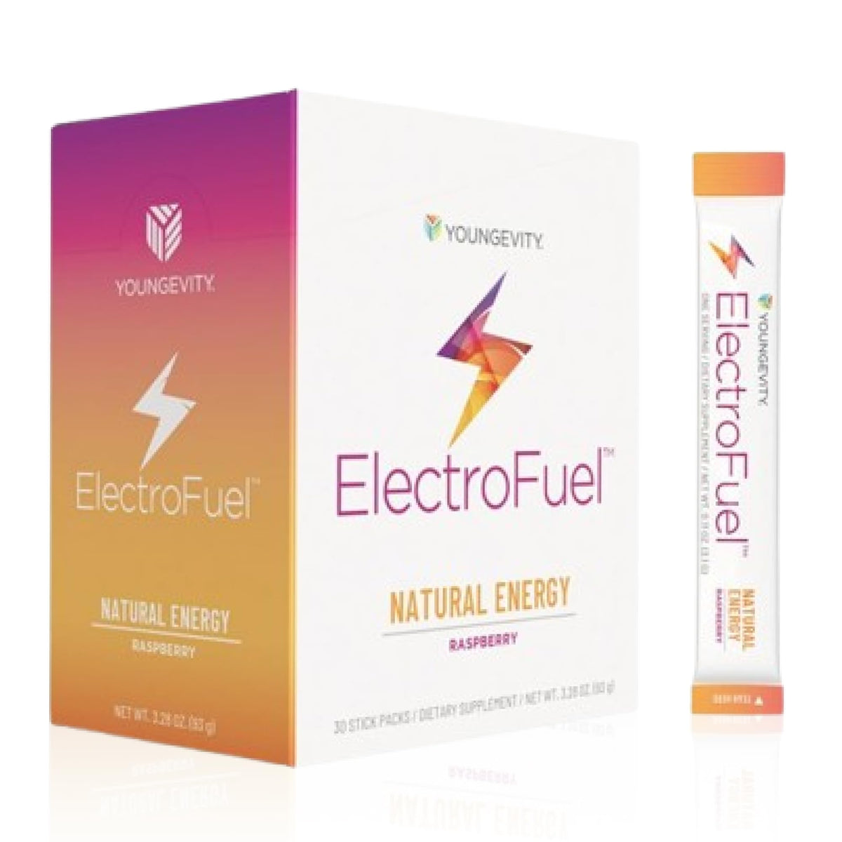 Youngevity ElectroFuel Raspberry Electrolyte Energy Drink Mix - 30 Sticks