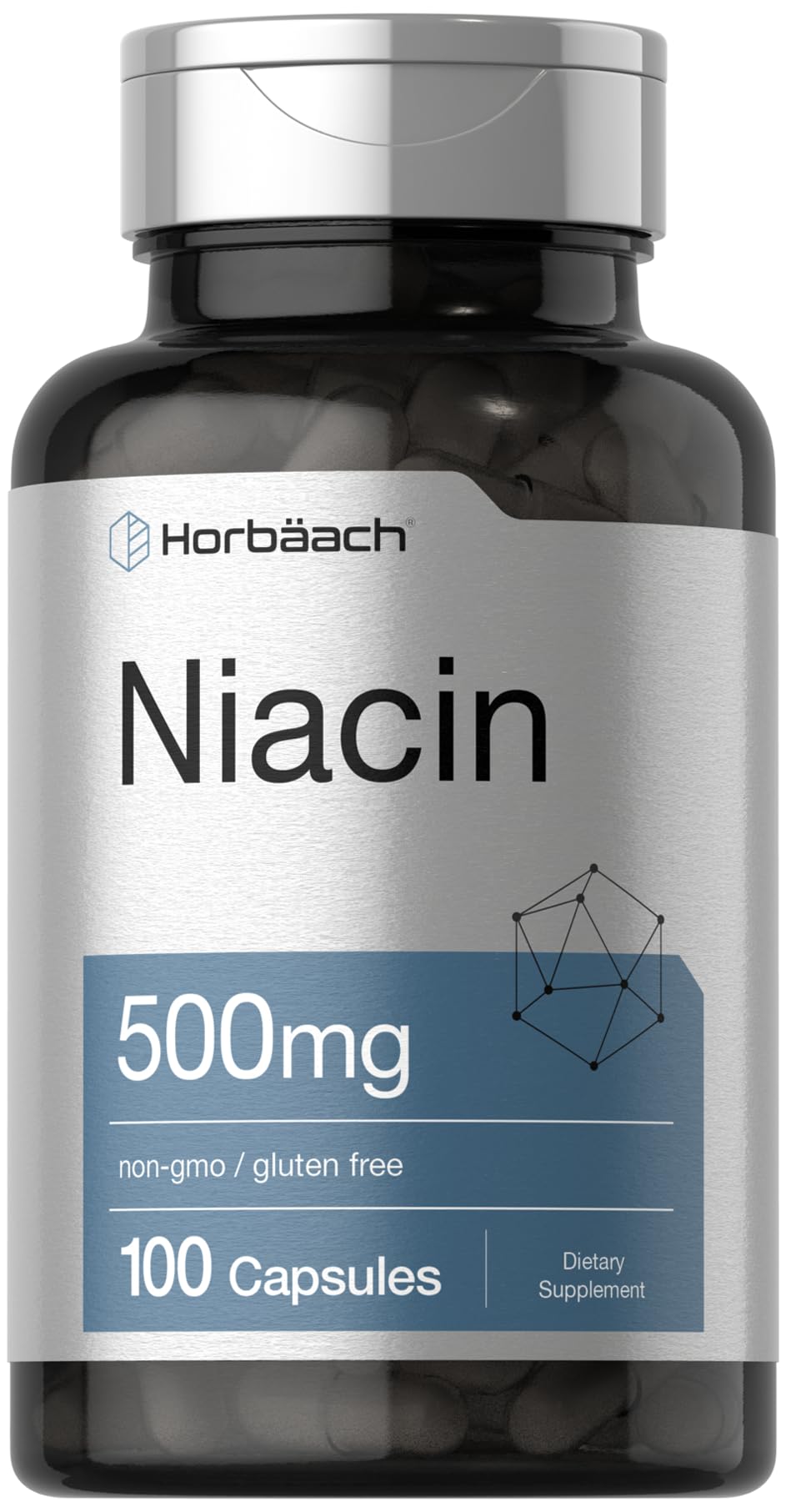 Horbäach Niacin Vitamin B3 500mg - 100 Capsules