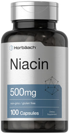 Horbäach Niacin Vitamin B3 500mg - 100 Capsules