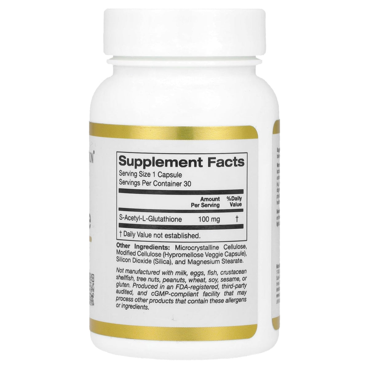 California Gold Nutrition S-Acetyl L-Glutathione 100 mg - 30 Capsules - image 2