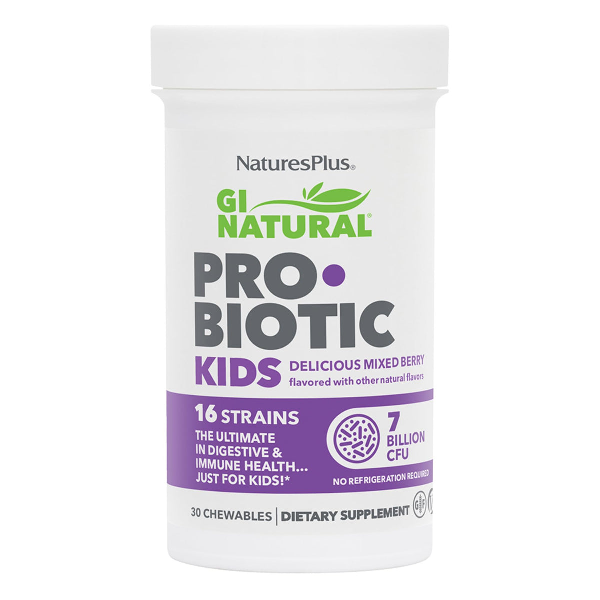 Nature's Plus GI Natural Probiotic Kids Mixed Berry - 30 Chewables