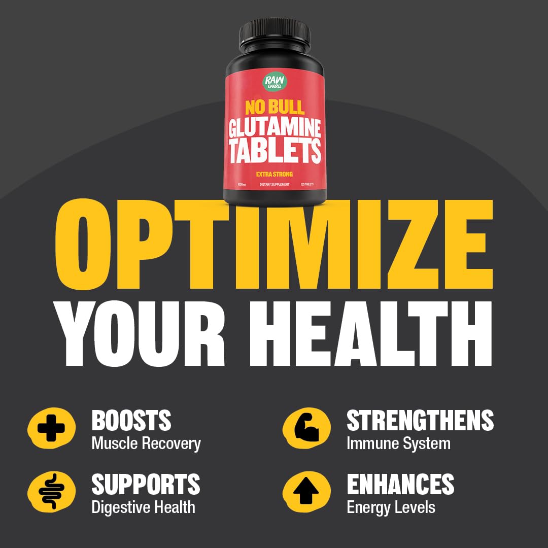 Raw Barrel L-Glutamine Tablets Amino Acid Supplement - 120 Pills - image 3