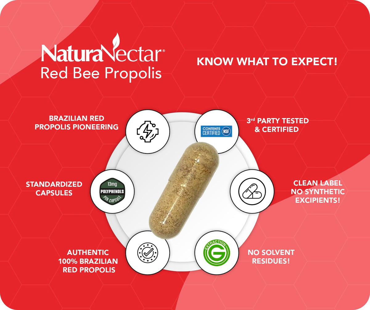 NaturaNectar Red Bee Propolis - 60 Vegetarian Capsules - image 8