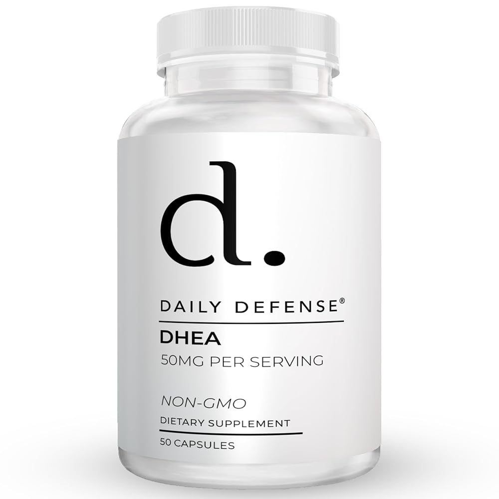 Daily Defense DHEA 50mg for Energy & Mood Support - 50 Capsules