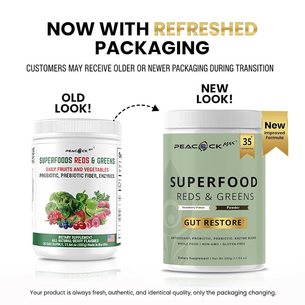 Peacock Max Superfood Reds & Greens Powder - 12 Pack - image 3