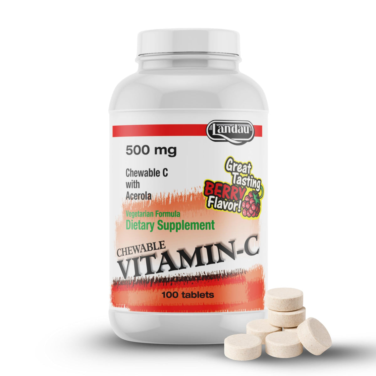Landau Vitamin C 500mg Chewable Tablets - 100 Tablets