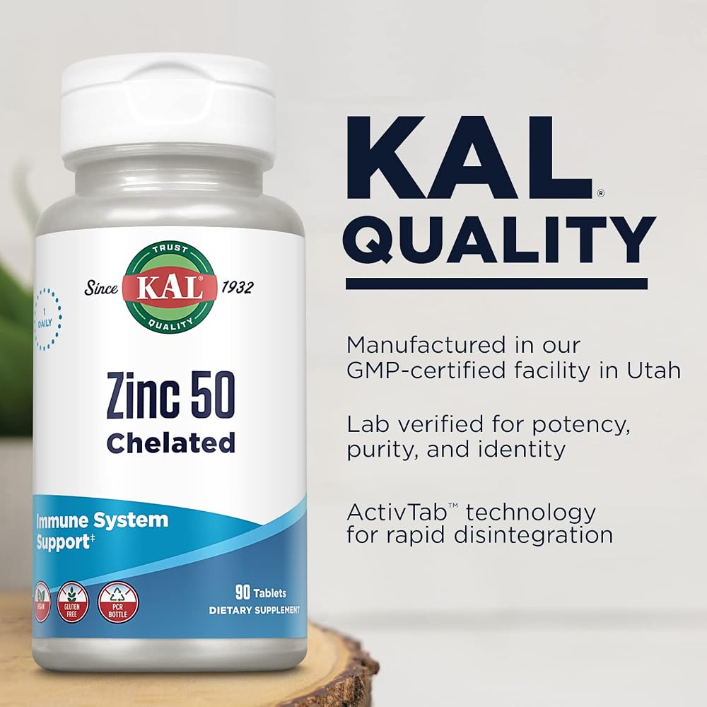 KAL Zinc 50mg Amino Acid Chelate Immune Support - 90 Tablets - image 4