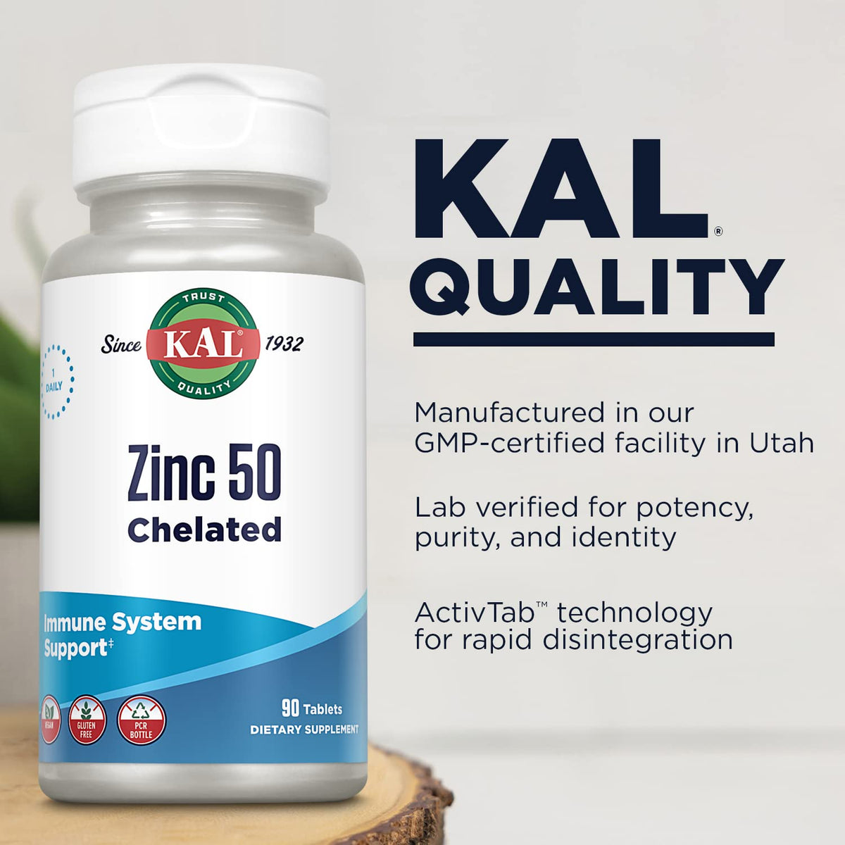 KAL Zinc 50mg Amino Acid Chelate Immune Support - 90 Tablets - image 4
