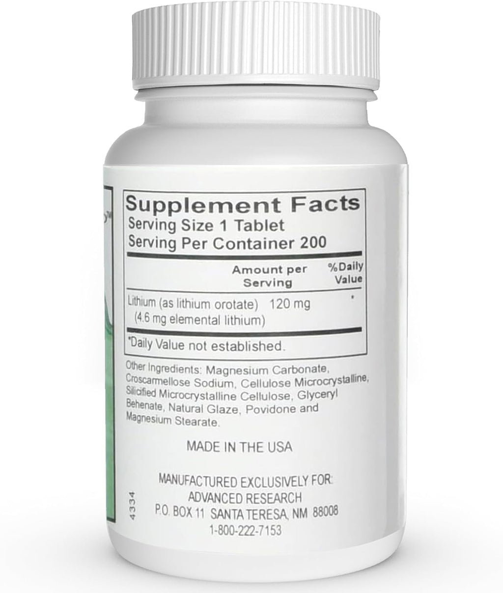 Nutrient Carriers Advanced Research Lithium Orotate 120 mg - 200 Tablets - image 2