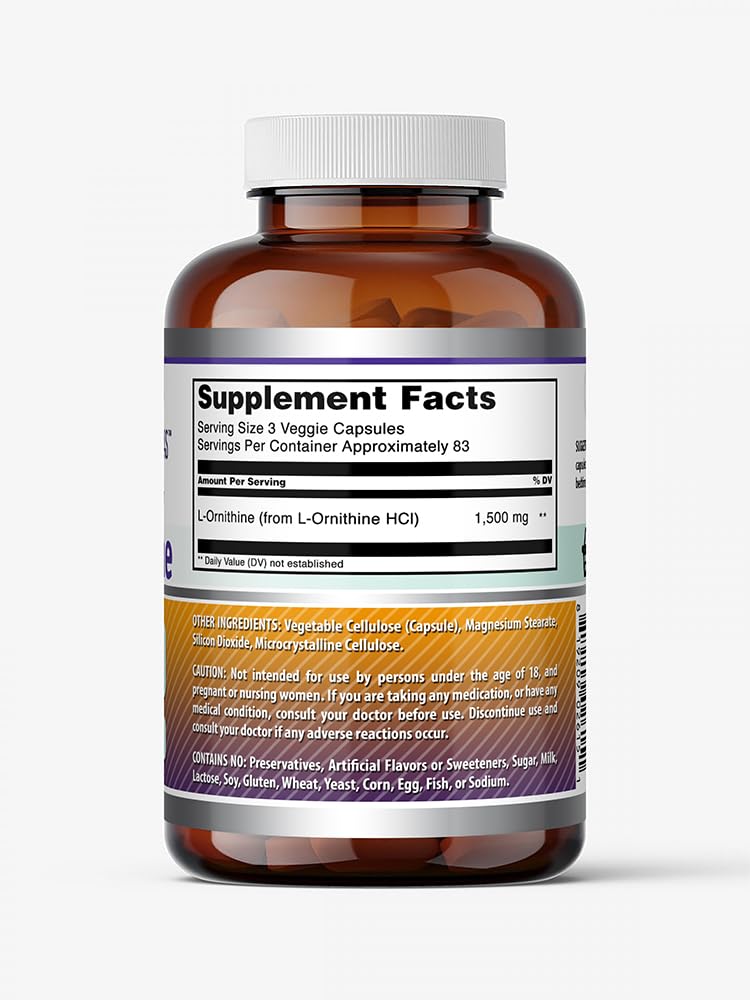 Amazing Formulas L-Ornithine 1500 mg Per Serving Veggie Capsules