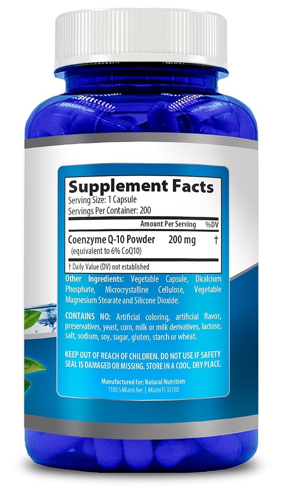 Generic Natural CoQ10 200mg - 200 Vegetarian Capsules - image 3