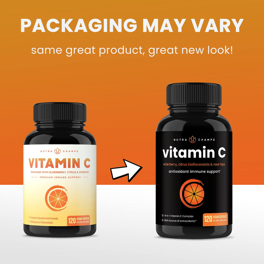 NutraChamps Vitamin C 1000 mg with Rose Hips & Elderberry - 120 Capsules - image 5