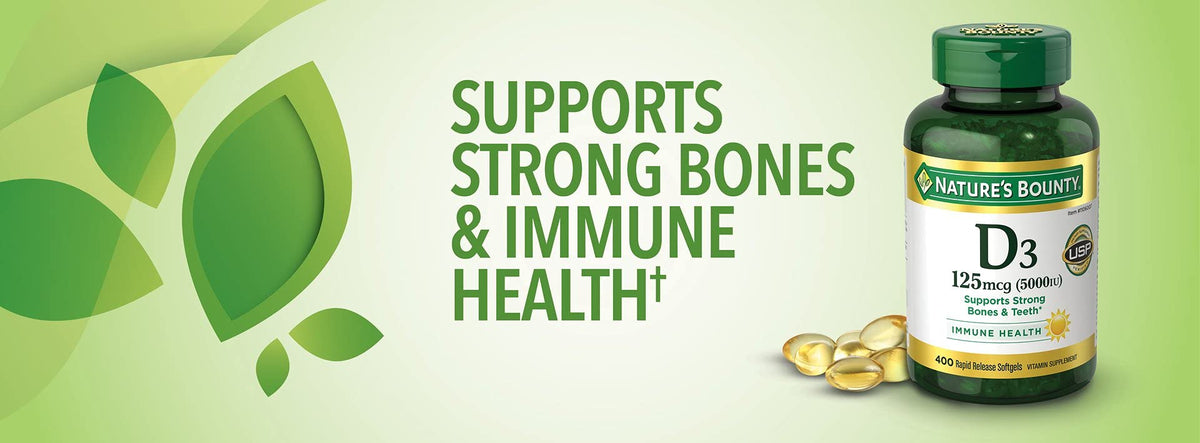 Nature's Bounty Vitamin D3 5000 IU Rapid Release - 400 Softgels - image 3